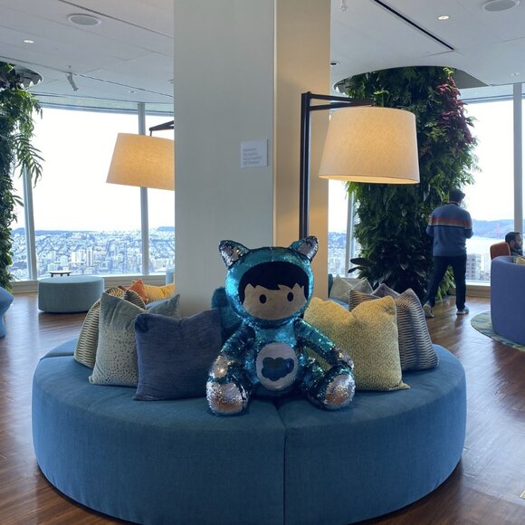 New SALESFORCE ANNIVERSARY Sequin Plush Doll, Astro, Blue / Silver.  Large.  16" - Picture 14 of 14